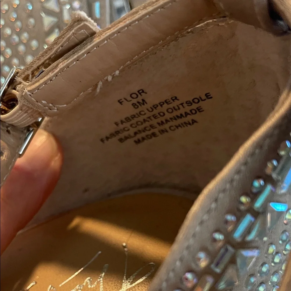 Thalia Sodi Nude Crystal Embellished Platform Heels - Picture 6 of 6